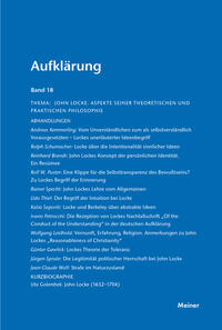 Aufklärung, Band 18: John Locke. Aspekte seiner theoretischen und praktischen Philosophie