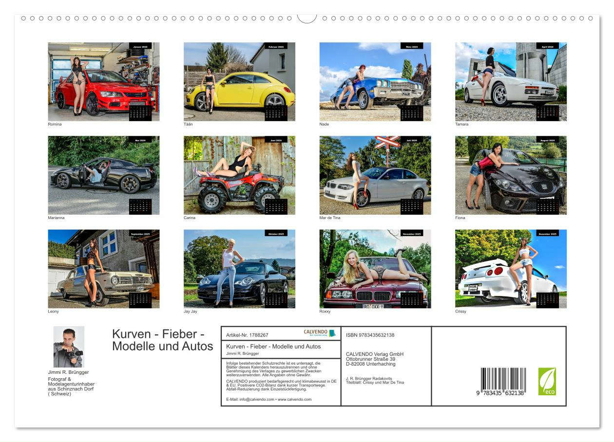 Kurven - Fieber - Modelle und Autos (hochwertiger Premium Wandkalender 2025 DIN A2 quer), Kunstdruck in Hochglanz