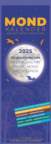 Alpha Edition - Mondkalender 2025 Streifenkalender, 14,85x42cm, Wandplaner mit 100-jährigem Kalender, vielen praktischen Tipps, Mondphasen und deutschem Kalendarium