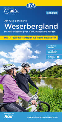 ADFC-Regionalkarte Weserbergland, 1:75.000, mit Tagestourenvorschlägen, reiß- und wetterfest, E-Bike-geeignet, GPS-Tracks Download