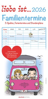 liebe ist... 2026 Familientermine - Familien-Timer - Termin-Planer - Kinder-Kalender - Familien-Kalender - 22x45