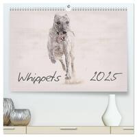 Whippet 2025 (hochwertiger Premium Wandkalender 2025 DIN A2 quer), Kunstdruck in Hochglanz