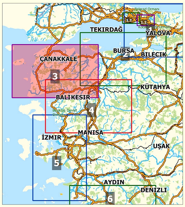 Canakkale - Topographische Reisekarte 1:250.000 Türkei (Blatt 3)