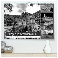 Burgen in schwarzweiß - Wie aus alten Zeiten (hochwertiger Premium Wandkalender 2025 DIN A2 quer), Kunstdruck in Hochglanz