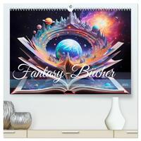 Fantasy-Bücher Schönheit des Universums (hochwertiger Premium Wandkalender 2025 DIN A2 quer), Kunstdruck in Hochglanz