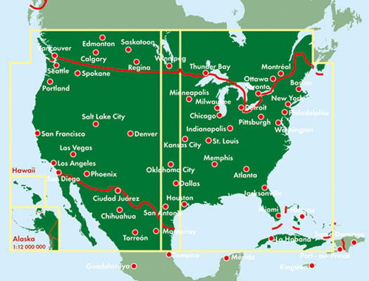 USA - Kanada Süd, Autokarte 1:3.000.000