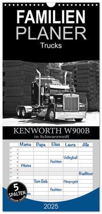 Familienplaner 2025 - KENWORTH W900B - in Schwarzweiß mit 5 Spalten (Wandkalender, 21 x 45 cm) CALVENDO