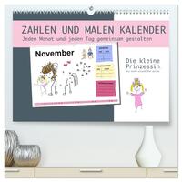 Zahlen und Malen Kalender mit der kleinen Prinzessin (hochwertiger Premium Wandkalender 2025 DIN A2 quer), Kunstdruck in Hochglanz