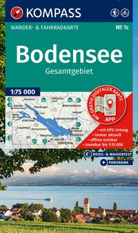 KOMPASS Wanderkarte 1c Bodensee Gesamtgebiet 1:75.000