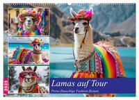 Lamas auf Tour. Perus flauschige Fashion-Ikonen (Wandkalender 2025 DIN A2 quer), CALVENDO Monatskalender