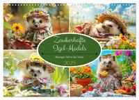 Zauberhafte Igel-Models. Blumiger Stil in der Natur (Wandkalender 2025 DIN A3 quer), CALVENDO Monatskalender