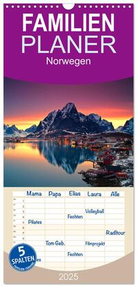 Familienplaner 2025 - Norwegen mit 5 Spalten (Wandkalender, 21 x 45 cm) CALVENDO