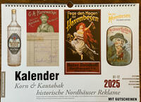 Kalender 2025 Korn & Kautabak, historische Nordhäuser Reklame