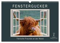 Fenstergucker - tierische Freunde an der Wand (Wandkalender 2025 DIN A3 quer), CALVENDO Monatskalender