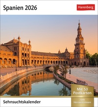 Spanien Sehnsuchtskalender 2026 - Wochenkalender mit 53 Postkarten