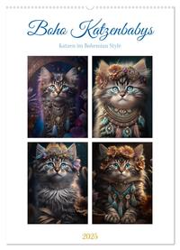 Boho Katzenbabys (Wandkalender 2025 DIN A2 hoch), CALVENDO Monatskalender