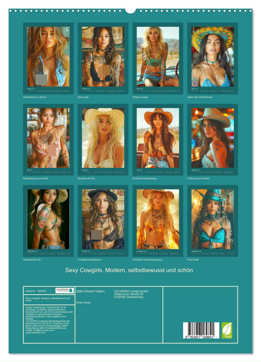 Sexy Cowgirls. Modern, selbstbewusst und schön (hochwertiger Premium Wandkalender 2025 DIN A2 hoch), Kunstdruck in Hochglanz