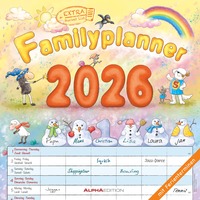 Familienplaner Cartoon 2026 - Broschürenkalender 30x30 cm (30x60 geöffnet) - Kalender mit Platz für Notizen - 6 Spalten - Bildkalender - Wandkalender