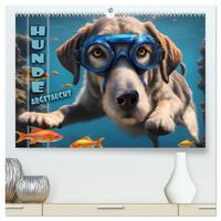 Hunde abgetaucht (hochwertiger Premium Wandkalender 2025 DIN A2 quer), Kunstdruck in Hochglanz