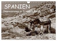 Spanien Impressionen in Schwarz-Weiß (Wandkalender 2025 DIN A4 quer), CALVENDO Monatskalender