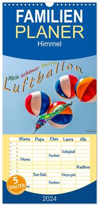 Familienplaner 2025 - Mein schöner bunter Luftballon mit 5 Spalten (Wandkalender, 21 x 45 cm) CALVENDO