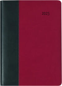 Zettler - Buchkalender Premium 2025 schwarz/rot, 15x21cm, Taschenkalender im Tucson Einband mit 416 Seiten, 1 Tag auf 1 Seite, Adressteil, Monatsübersicht, Mondphasen und internationales Kalendarium