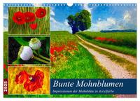 Bunte Mohnblumen - Impressionen der Mohnblüte in Acrylfarbe (Wandkalender 2025 DIN A3 quer), CALVENDO Monatskalender