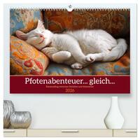 Pfotenabenteuer gleich (hochwertiger Premium Wandkalender 2026 DIN A2 quer), Kunstdruck in Hochglanz