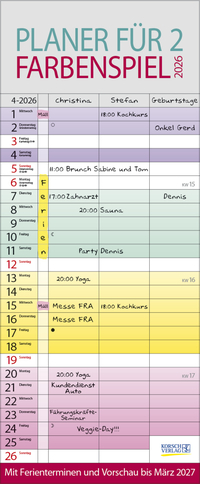 Farbenspiel - Planer für 2 2026