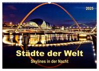 Städte der Welt - Skylines in der Nacht (Wandkalender 2025 DIN A2 quer), CALVENDO Monatskalender