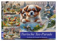 Tierische Tee-Parade (Tischkalender 2025 DIN A5 quer), CALVENDO Monatskalender