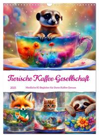 Tierische Kaffee Gesellschaft (Wandkalender 2025 DIN A3 hoch), CALVENDO Monatskalender