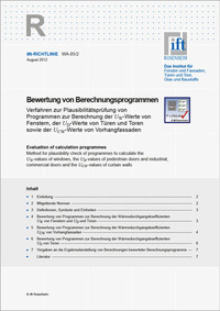 ift-Richtlinie WA-05/2, August 2012. Bewertung von Berechnungsprogrammen