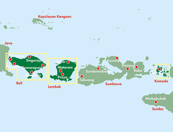 Bali - Lombok - Komodo, Autokarte 1:125.000, Top 20 Tips