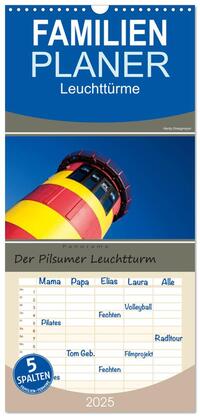 Familienplaner 2025 - Der Pilsumer Leuchtturm mit 5 Spalten (Wandkalender, 21 x 45 cm) CALVENDO