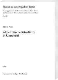 Althethitische Ritualtexte in Umschrift