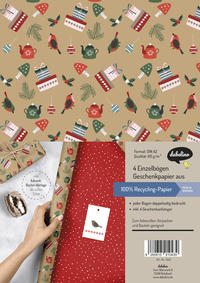 Geschenkpapier Set Weihnachten: Modernes Ornamente-Muster