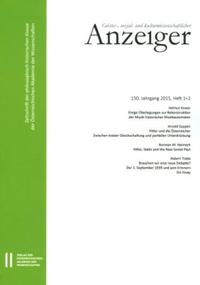 Geistes-, sozial-und kulturwissenschaftlicher Anzeiger 150. Jahrgang, Heft 1+2 2015