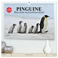 Pinguine - Watscheln im festlichen Kleid (hochwertiger Premium Wandkalender 2025 DIN A2 quer), Kunstdruck in Hochglanz