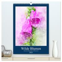 Wilde Blumen - Illustrierter Blütenzauber der Pflanzenwelt (hochwertiger Premium Wandkalender 2025 DIN A2 hoch), Kunstdruck in Hochglanz