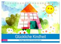 Glückliche Kindheit. Duftiger Aquarell Kinderkalender (Tischkalender 2025 DIN A5 quer), CALVENDO Monatskalender