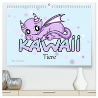 niedliche Kawaii Tiere (hochwertiger Premium Wandkalender 2025 DIN A2 quer), Kunstdruck in Hochglanz