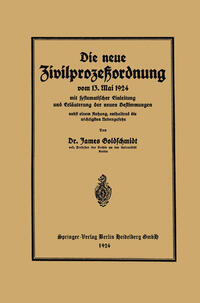 Die neue Zivilprozeßordnung vom 13. Mai 1924 mit systematischer Einleitung und Erläuterung der neuen Bestimmungen