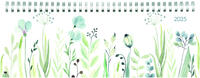 Zettler - Tisch-Querkalender Style 2025 Wildblumen, 29,7x10,5cm, Bürokalender mit 118 Seiten, 1 Woche auf 2 Seiten, Monatsübersicht, Notizbereich, Mondphasen, Ringbindung und deutsches Kalendarium