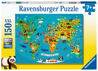 Children's puzzle 150 XXL Teile - Tierische Weltkarte