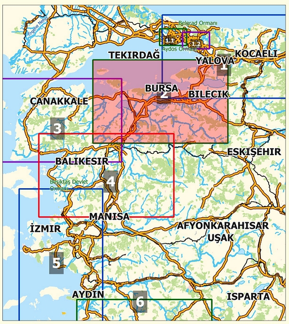 Bursa - Topographische Reisekarte 1:250.000 Türkei (Blatt 2)