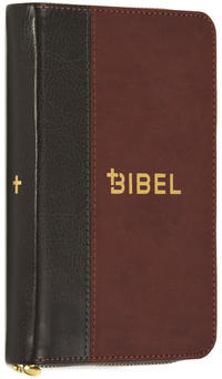 Die Bibel – Schlachter 2000 – Miniaturausgabe (PU-Einband, grau/braun, Goldschnitt, Reißverschluss)