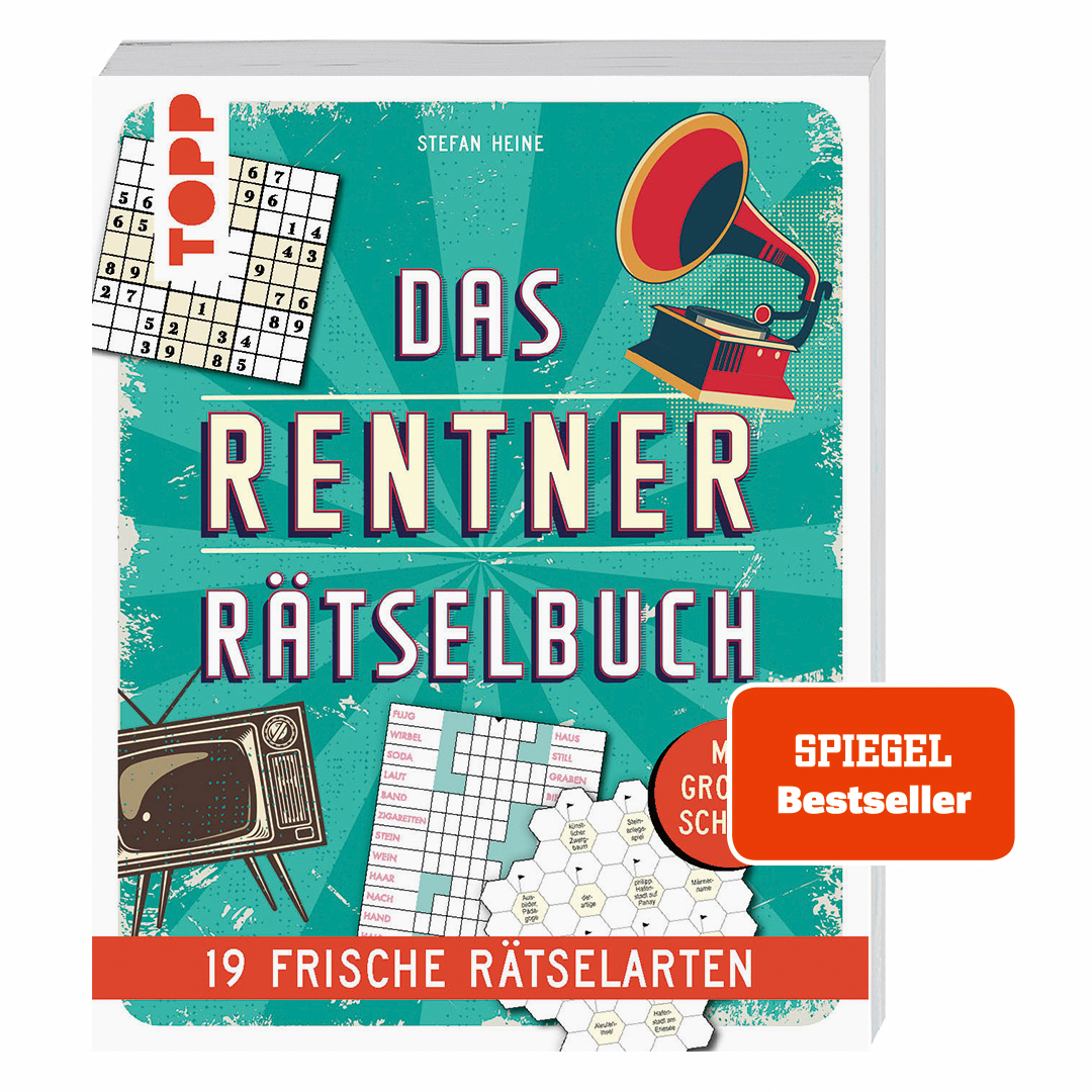 Das Rentner-Rätselbuch – 19 frische Rätselarten mit Nostalgie-Effekt.