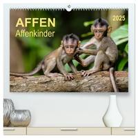 Affen - Affenkinder (hochwertiger Premium Wandkalender 2025 DIN A2 quer), Kunstdruck in Hochglanz