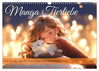 Manga Tierliebe (Wandkalender 2025 DIN A3 quer), CALVENDO Monatskalender